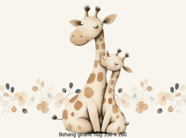 Giraffe Hug Behang – Liefdevolle Giraffen Knuffel voor de Kinderkamer