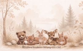 Woodland Bosdieren – Neutraal Woodland Behang voor de baby- of kinderkamer