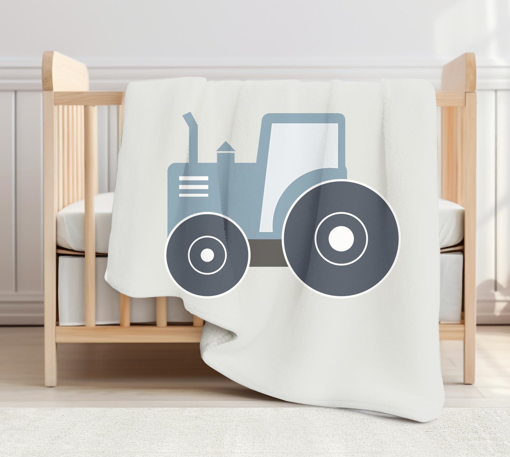 Ledikantdeken Tractor Jeansblauw