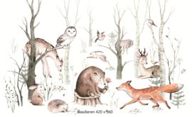 Wandvullend behang dieren in het bos