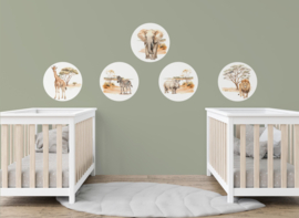 Safari Dieren Muurcircel Set van 5