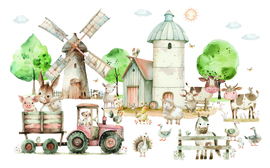 Wandvullend behang boerderij kinderkamer