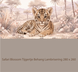 Safari Blossom Tijgertje Behang   – Lambrisering