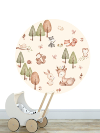 Muurcirkel babykamer woodland friends