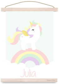 Poster unicorn met naam roze of mintgroen