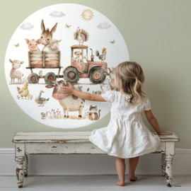 Boerderij dieren Muurcirkel kinderkamer