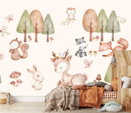 Kinderkamer behang woodland friends