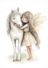 kinderposter elf naturel met paardje