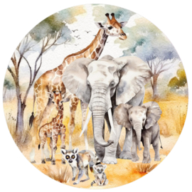 Muurcirkel set  babykamer safari familie dieren