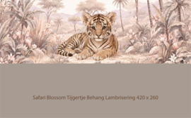 Safari Blossom Tijgertje Behang   – Lambrisering