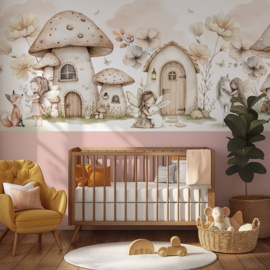 Elfjes Behang - Lambrisering - Dusty Rose