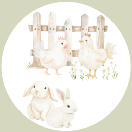 Boerderijdieren Muurcirkel Pastel Set van 5