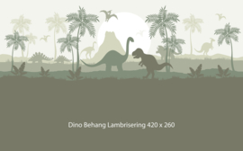 Dino behang kinderkamer – Lambrisering - olijfgroen
