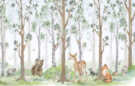 Behang Sample kinderkamer in het bos - bosdieren