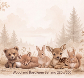 Woodland Bosdieren – Neutraal Woodland Behang voor de baby- of kinderkamer