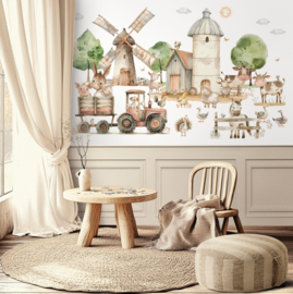 Wandvullend behang boerderij kinderkamer