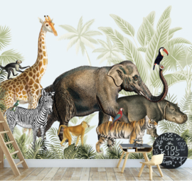 Behang kinderkamer jungle parade