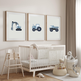 poster kinderkamer  kiepwagen jeansblauw