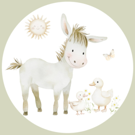 Boerderijdieren Muurcirkel Pastel Set van 5
