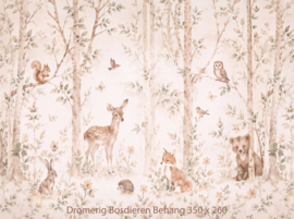 Dromerige Bosdieren Behang - Wandvullend