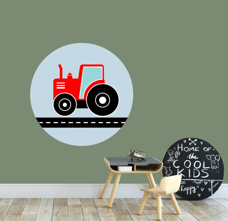 Kinderkamer muurcirkel tractor rood