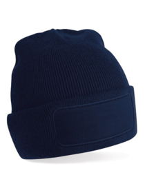 Blauwe wintermuts met jouw eigen opdruk.