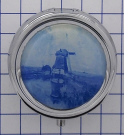 PIL223 pillendoosje met spiegel Delftsblauwe molen Gabriel