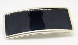 Kleine 4 cm haarspeld tin, verzilverd met zwarte emaille