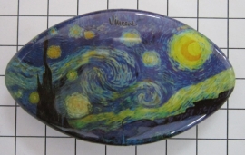 Haarspeld ovaal Klein 6 cm HAK409 Sterrennacht van Gogh, made in France haarclip, beste kwaliteit, klemt uitstekend.