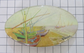 Haarspeld ovaal 8cm HAO 414 Haarspeld ovaal bootjes Vincent van Gogh, made in France haarclip, beste kwaliteit, klemt uitstekend.