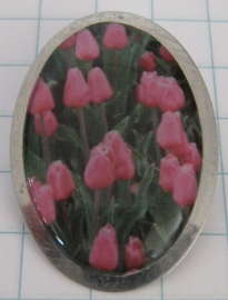 BRO 003 Roze tulpenveld Broche
