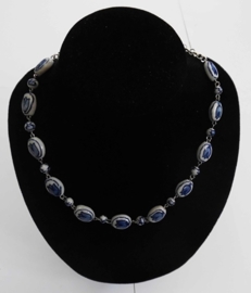 COL 030 handfgeschilderde delftsblauwe tulpjes collier