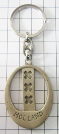 SLE606 sleutelhanger ovaal 3 kruisjes zilverkleur
