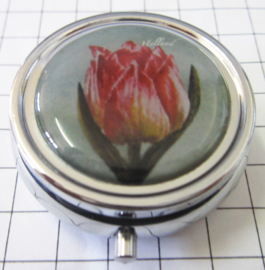 PIL113 pillendoosje met spiegel roze tulp