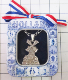 HAN 129 Collier molen plat Holland, zwaar verzilverd