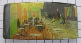 Haarspeld rechthoek 8 cm HAR404 cafe Vincent van Gogh, made in France haarclip, beste kwaliteit, klemt uitstekend.