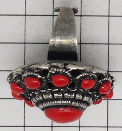 Supergrote Zeeuwse knop ring met rode emaille ZKR314-R