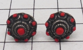 Zeeuwse knop oorstekers 1 cm doorsnede rood ZKO702-R