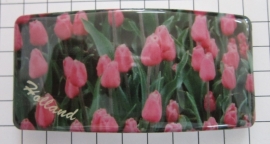 Haarspeld rechthoek HAR313 roze tulpenveld, made in France haarclip, beste kwaliteit, klemt uitstekend.