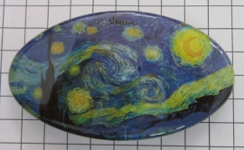 Haarspeld 8 cm ovaal HAO 409 sterrennacht Vincent van gogh, made in France haarclip, beste kwaliteit, klemt uitstekend.