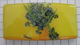Haarspeld 8 cm rechthoek HAR402 vaas irissen Vincent van Gogh, made in France haarclip, beste kwaliteit, klemt uitstekend.