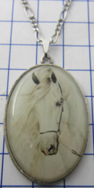 HAN522 ketting met verzilverde hanger afbeelding wit paard