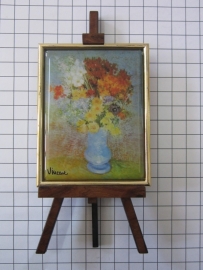 SCH 043 Schildersezeltje 16 cm hoog, Vincent van Gogh, Blauwe vaas met bloemen