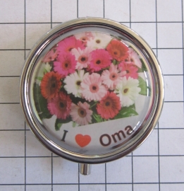 pil 051 pillendoosje met spiegel boeket bloemen ik hou van oma