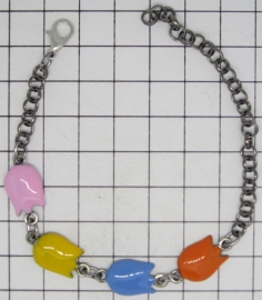 ARM 325 tulpenarmband roze geel blauw oranje