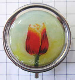 PIL116 pillendoosje met spiegel tecla tulp rood met gele rand