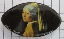 Haarspeld ovaal Klein meisje parel Johannes Vermeer HAK410 haarklem 6 cm, made in France haarclip, beste kwaliteit, klemt uitstekend.