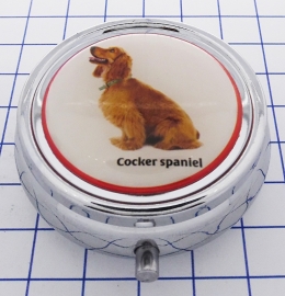 PIL 377 pillendoosje met spiegel cocker spaniel