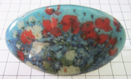 Haarspeld ovaal 8cm HAO 320 haarspeld bloemen rood wit blauw Vincent van Gogh, made in France haarclip, beste kwaliteit, klemt uitstekend.