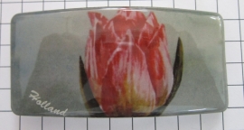Haarspeld rechthoek HAR309, roze tulp, made in France haarclip, beste kwaliteit, klemt uitstekend.